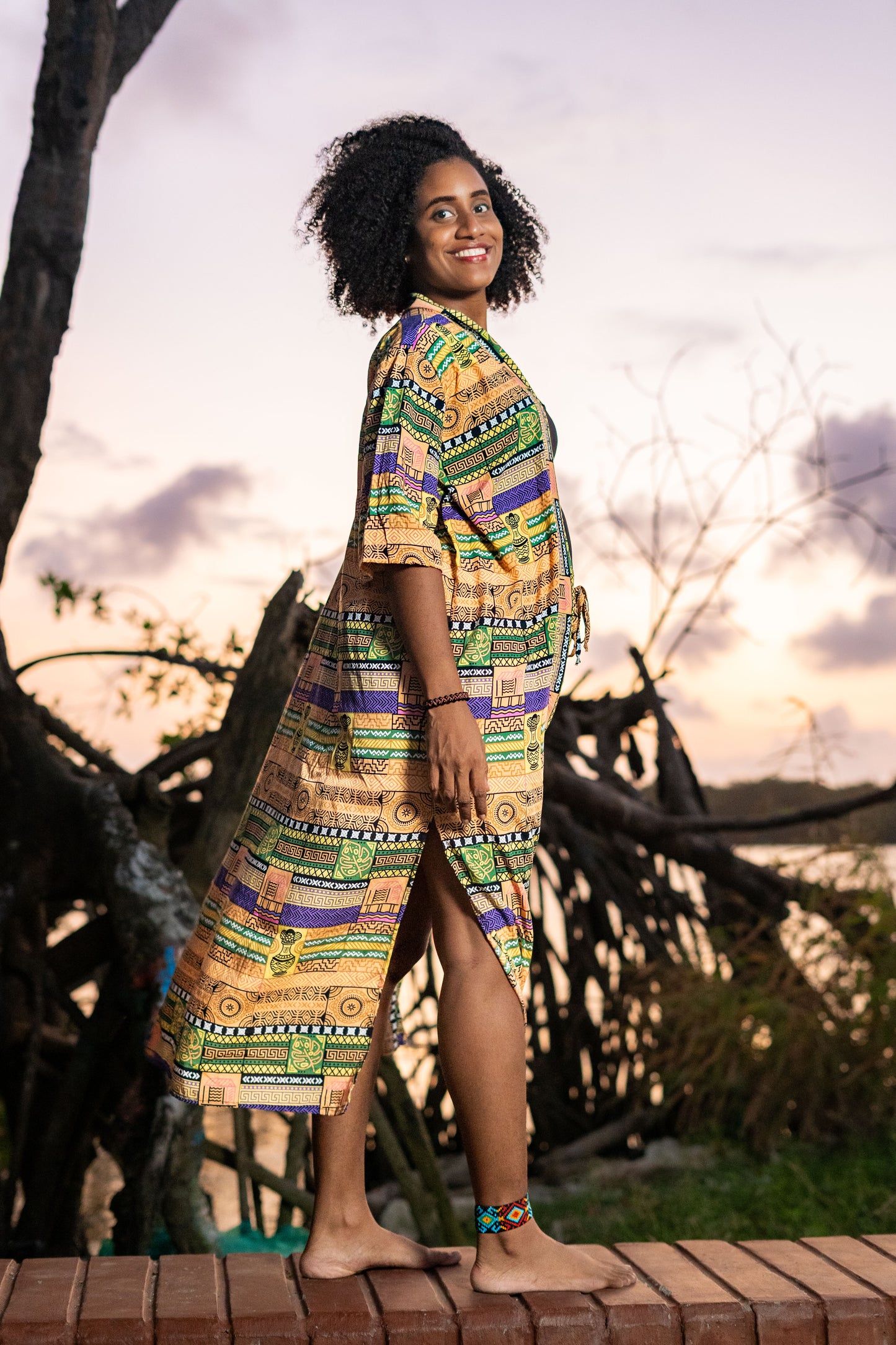Kimono Largo Artesanos - Ropa Afro Colombiana – diseño étnico colombiano Visaje Negro