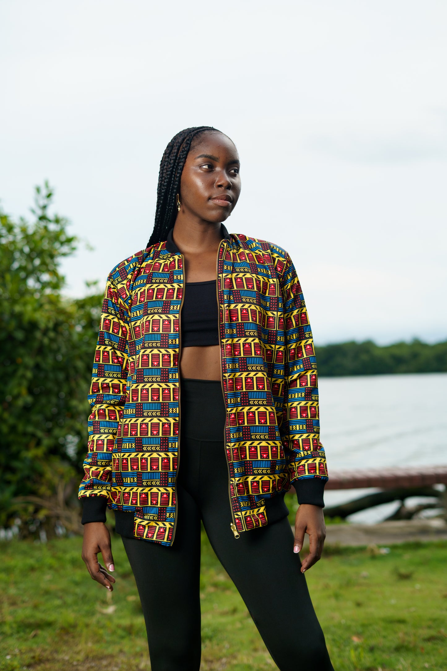 Chaqueta Reversible Doble Faz Vaivén de Peces | Diseño Afrocaribeño Oversized