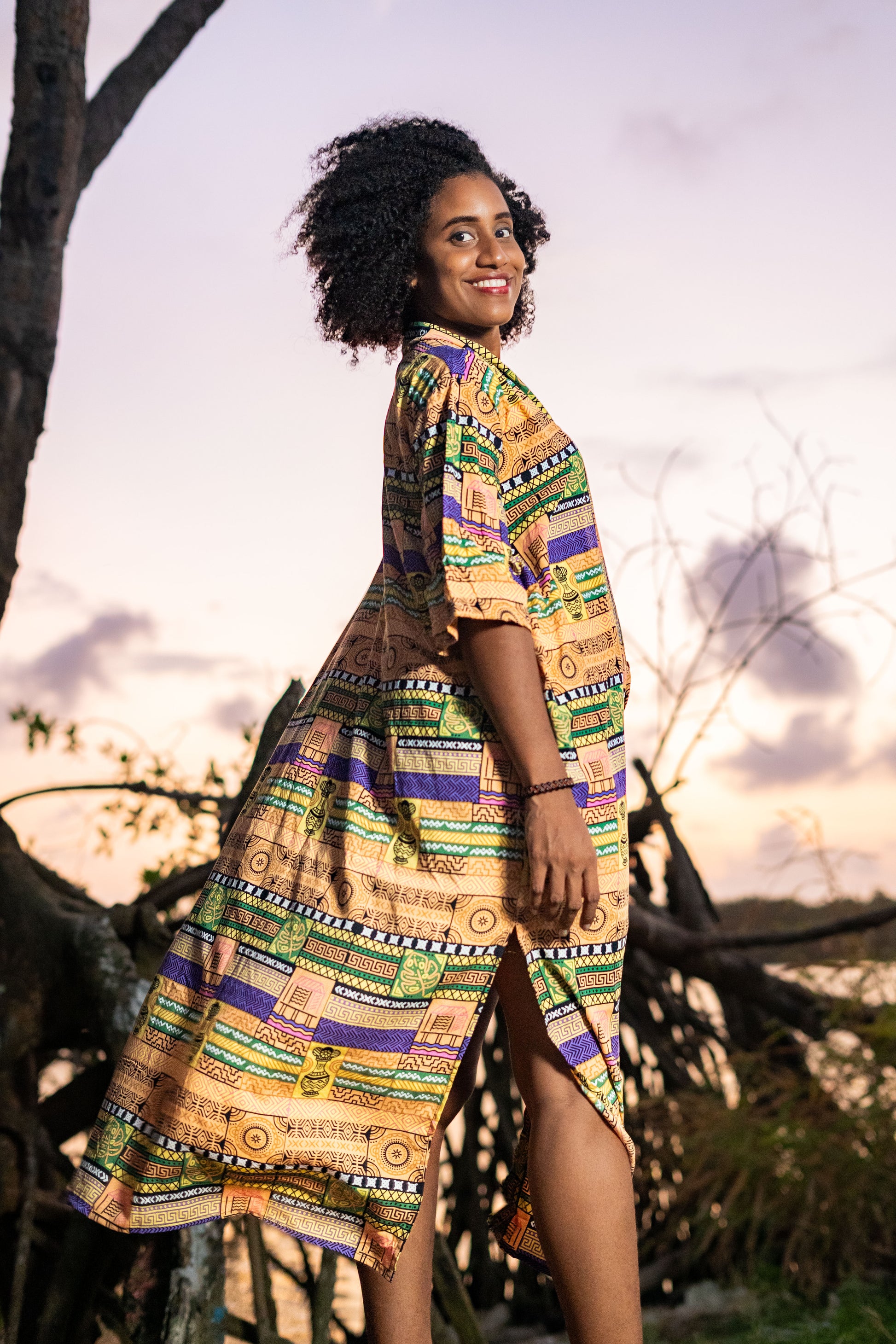 Kimono Largo Artesanos - Ropa Afro Colombiana – diseño étnico colombiano Visaje Negro