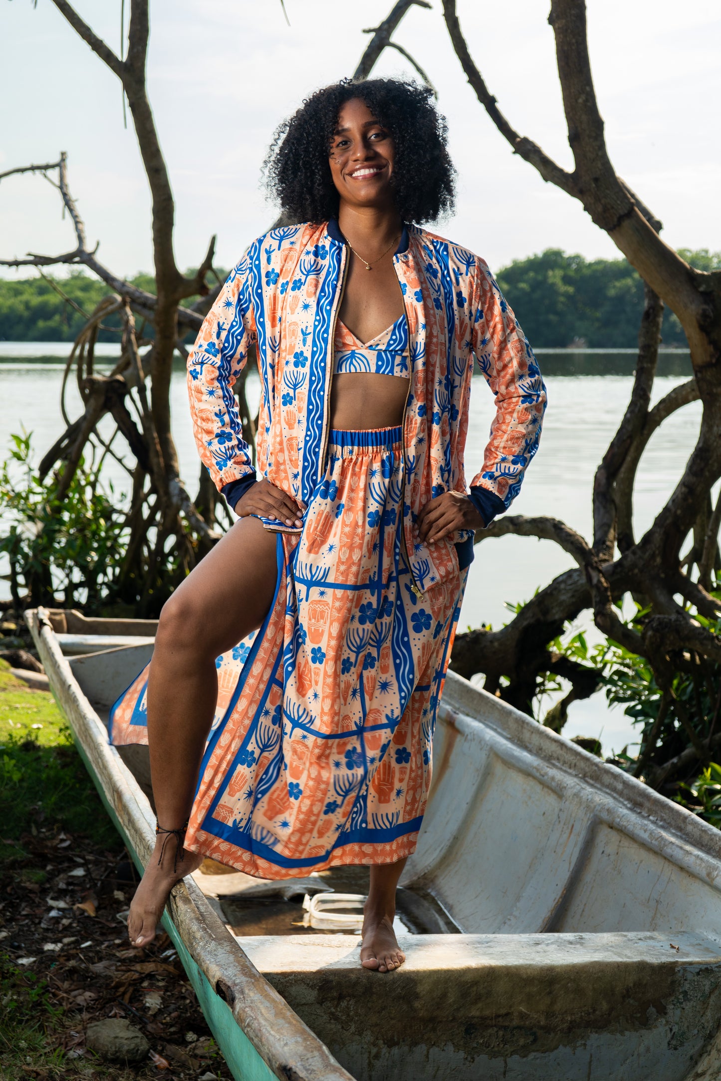 Chaqueta Bulla y Pesca - Ropa Afro Colombiana – diseño étnico colombiano Visaje Negro