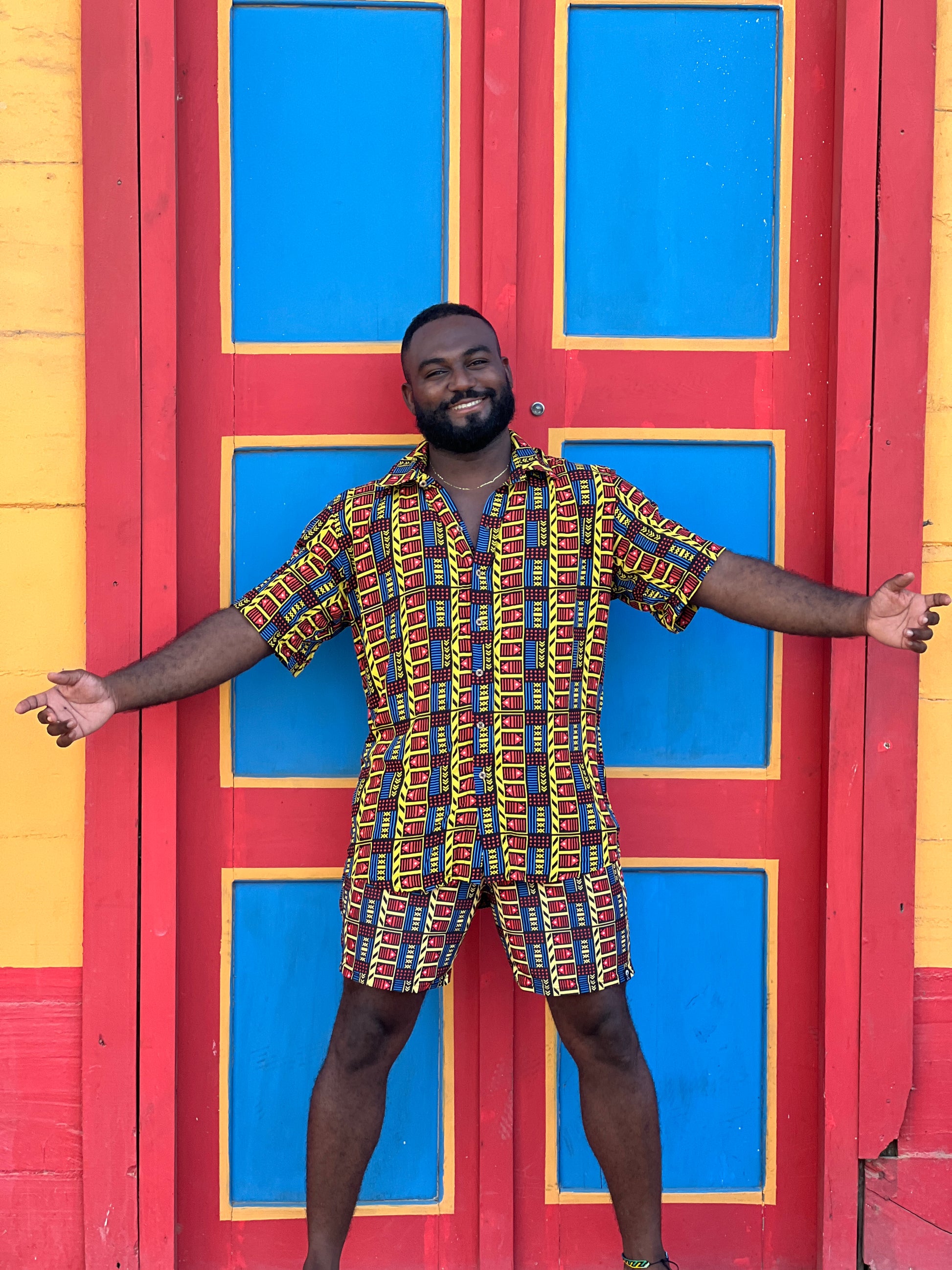 Camisa Vaivén de Peces Cuello Inglés - Ropa Afro Colombiana – diseño étnico colombiano Visaje Negro