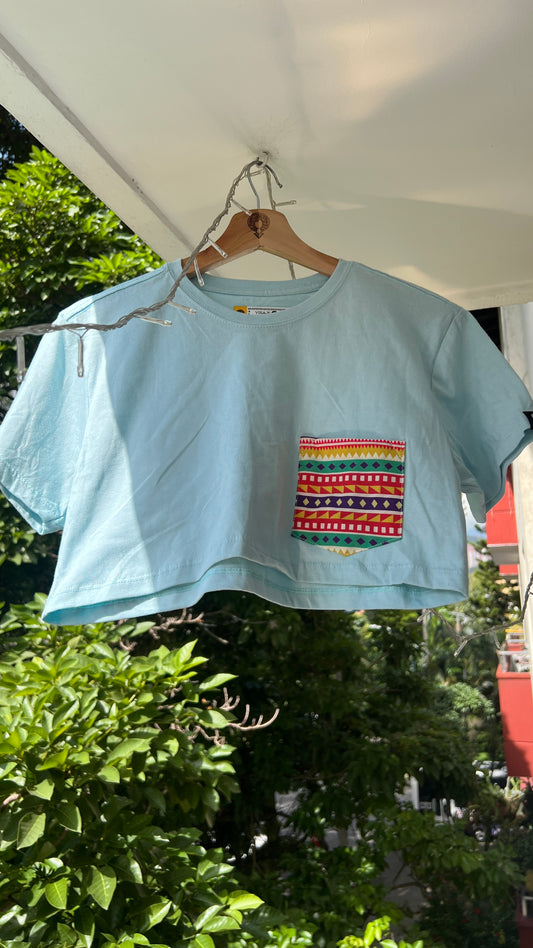 Crop Top Aguamarina bolsillo Caminos talla S