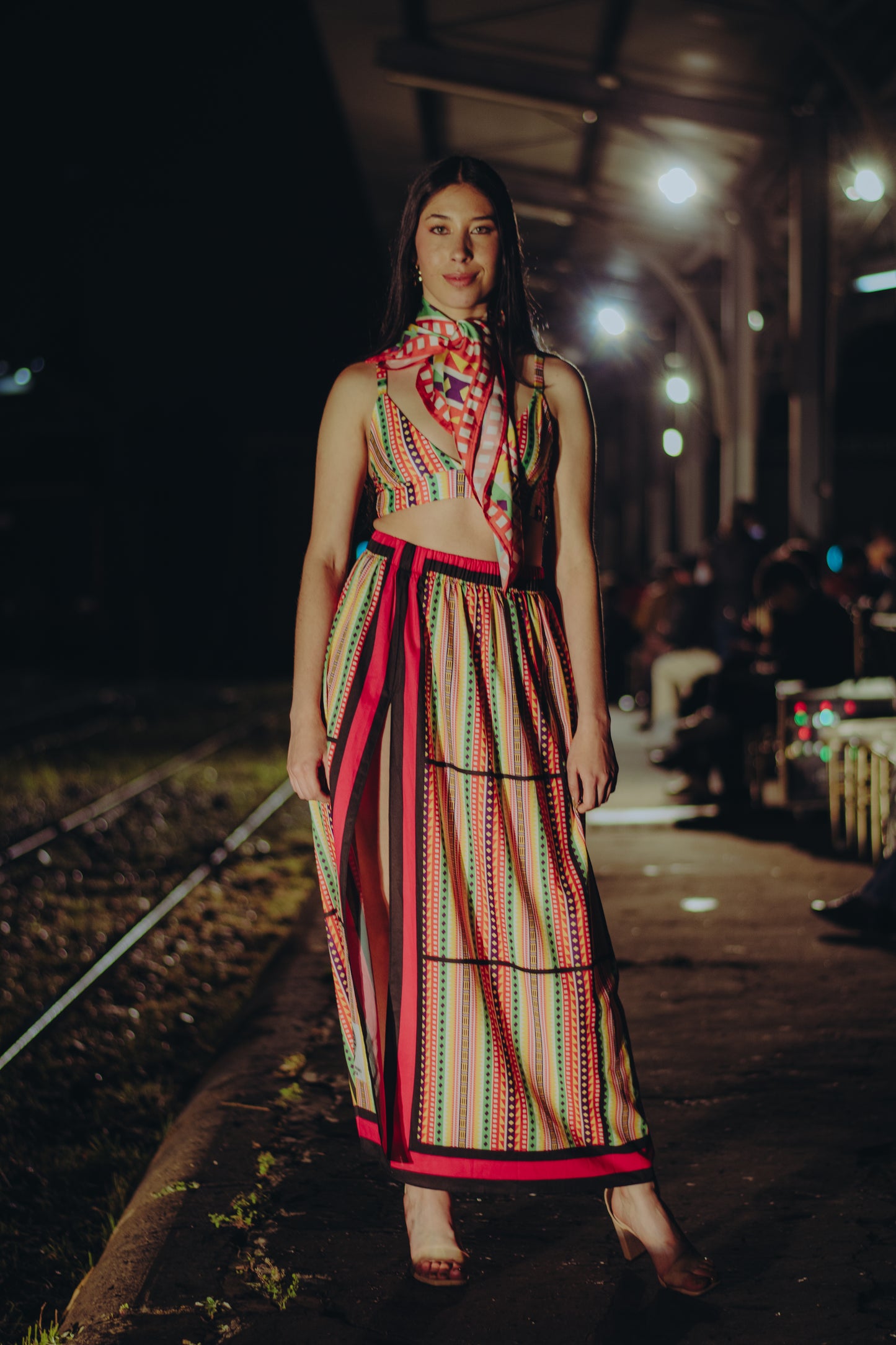 Falda larga Abertura Coqueta- Estampado Caminos