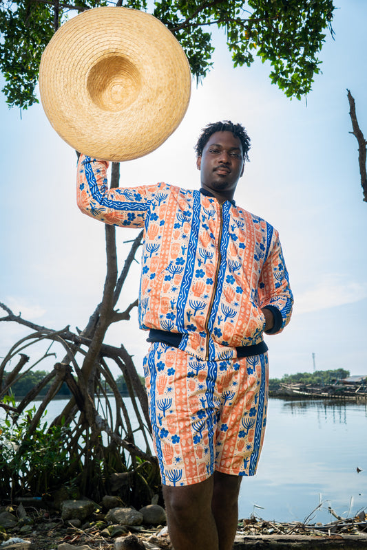 Chaqueta Bulla y Pesca - Ropa Afro Colombiana – diseño étnico colombiano Visaje Negro