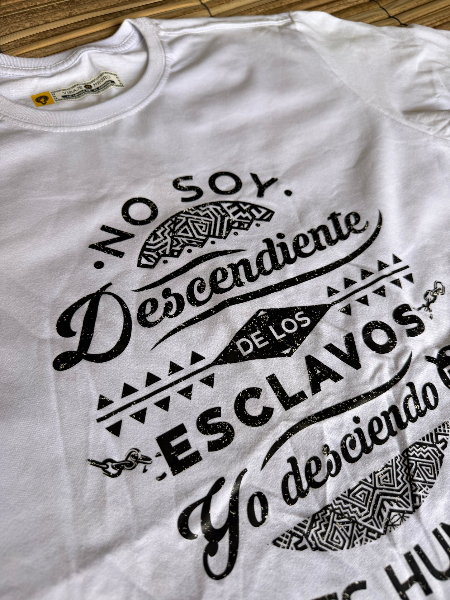 Camiseta estampada blanca talla M No soy descendiente