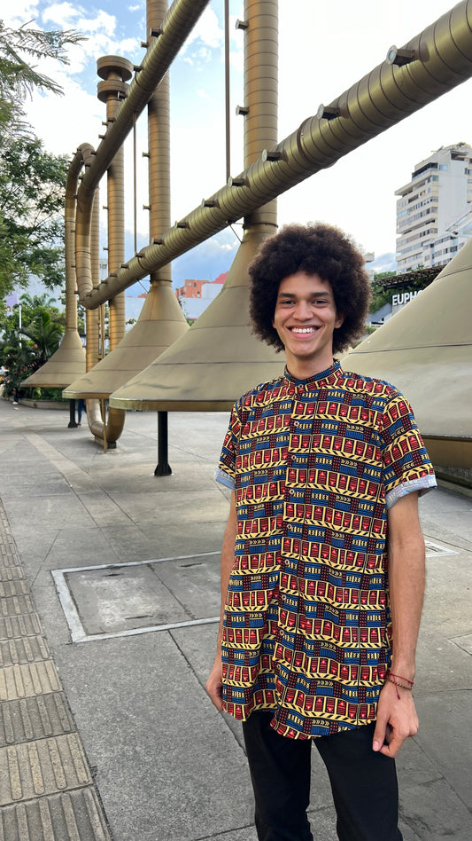 Camisón Vaivén de peces – diseño étnico colombiano Visaje Negro