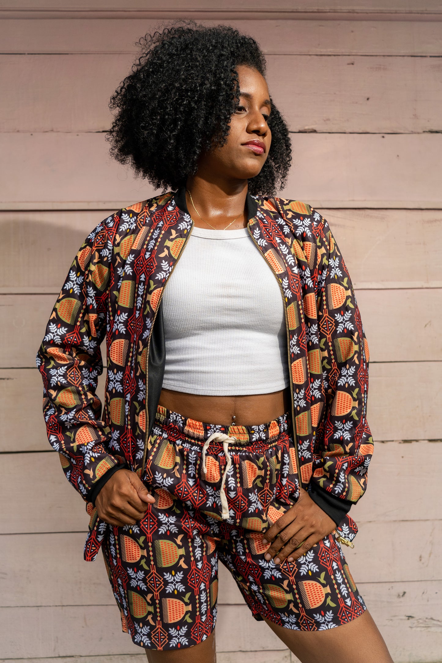 Chaqueta doble faz Puño de Arroz – diseño étnico colombiano Visaje Negro