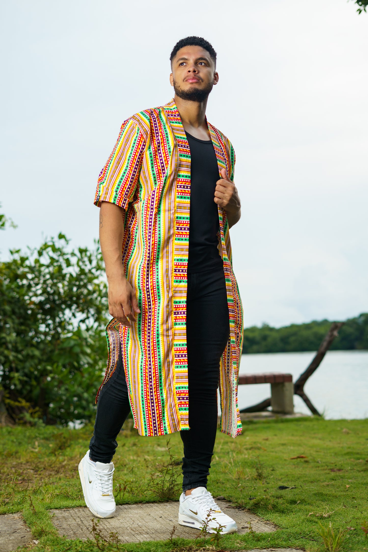 Kimono largo unisex estampado Caminos