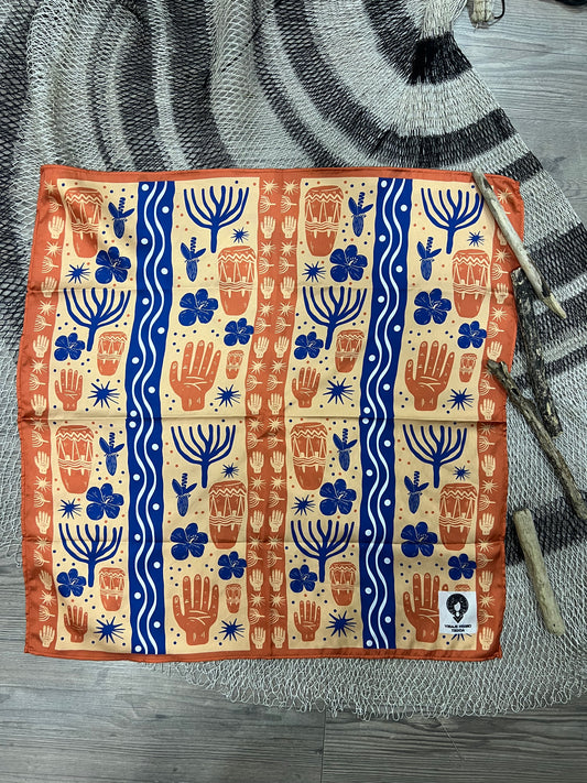 Pañuelo/Pañoleta Diseño Bulla y pesca – diseño étnico colombiano Visaje Negro