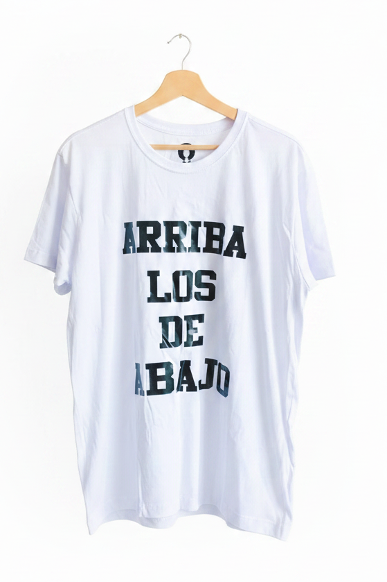 Camiseta estampada blanca talla S Arriba los de Abajo
