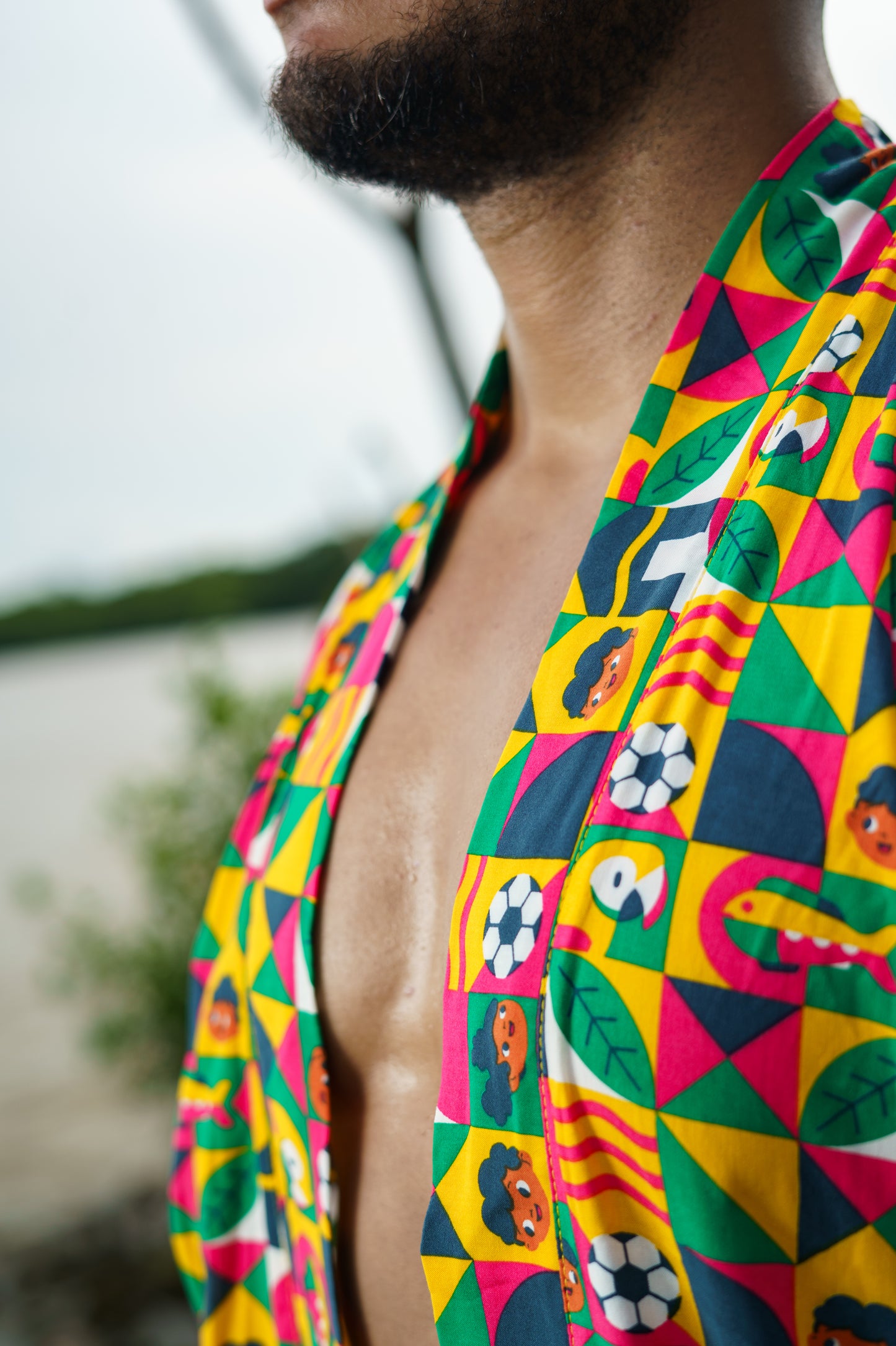 Kimono Largo Estampado Obrero