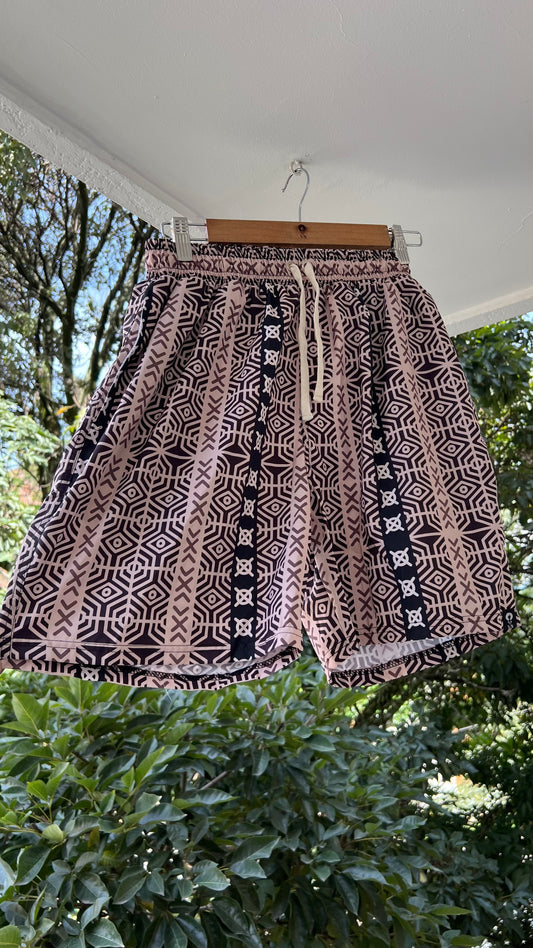 Pantaloneta de baño- Diseño Barzaca – diseño étnico colombiano Visaje Negro