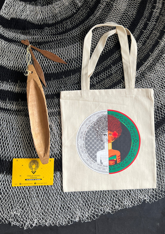 Tote bag Áfrican Woman mitad tribal