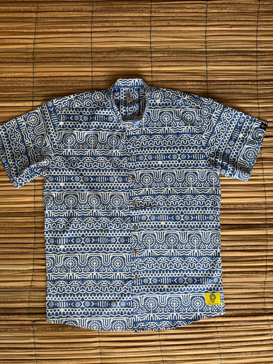 Camisa Premium ALGODÓN. Cuello NERÚ Diseño Rio Suriquí