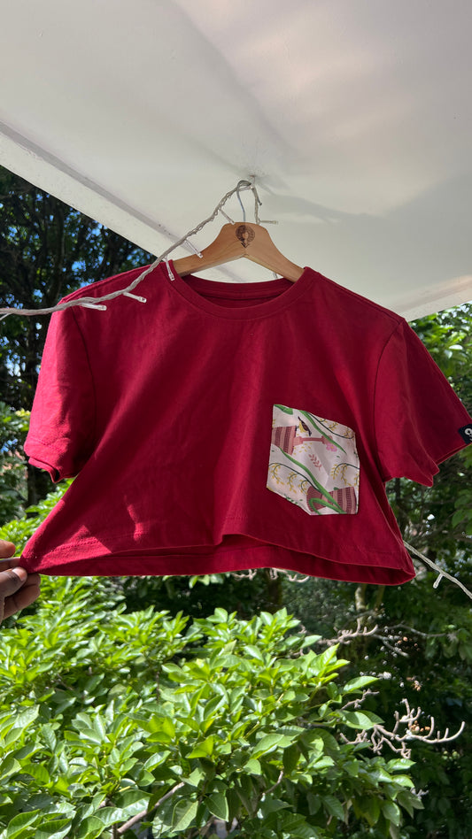 Crop Top Vinotinto bolsillo Pilón talla S