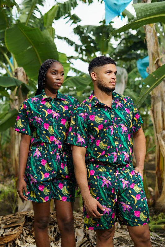 Camisa de plátanos cuello inglés- Diseño La Taja.