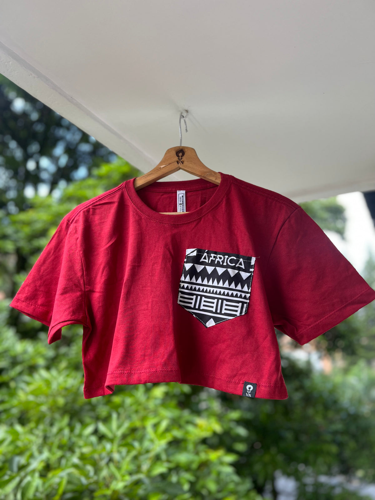 Crop Top Vinotinto bolsillo Poder Negro talla S