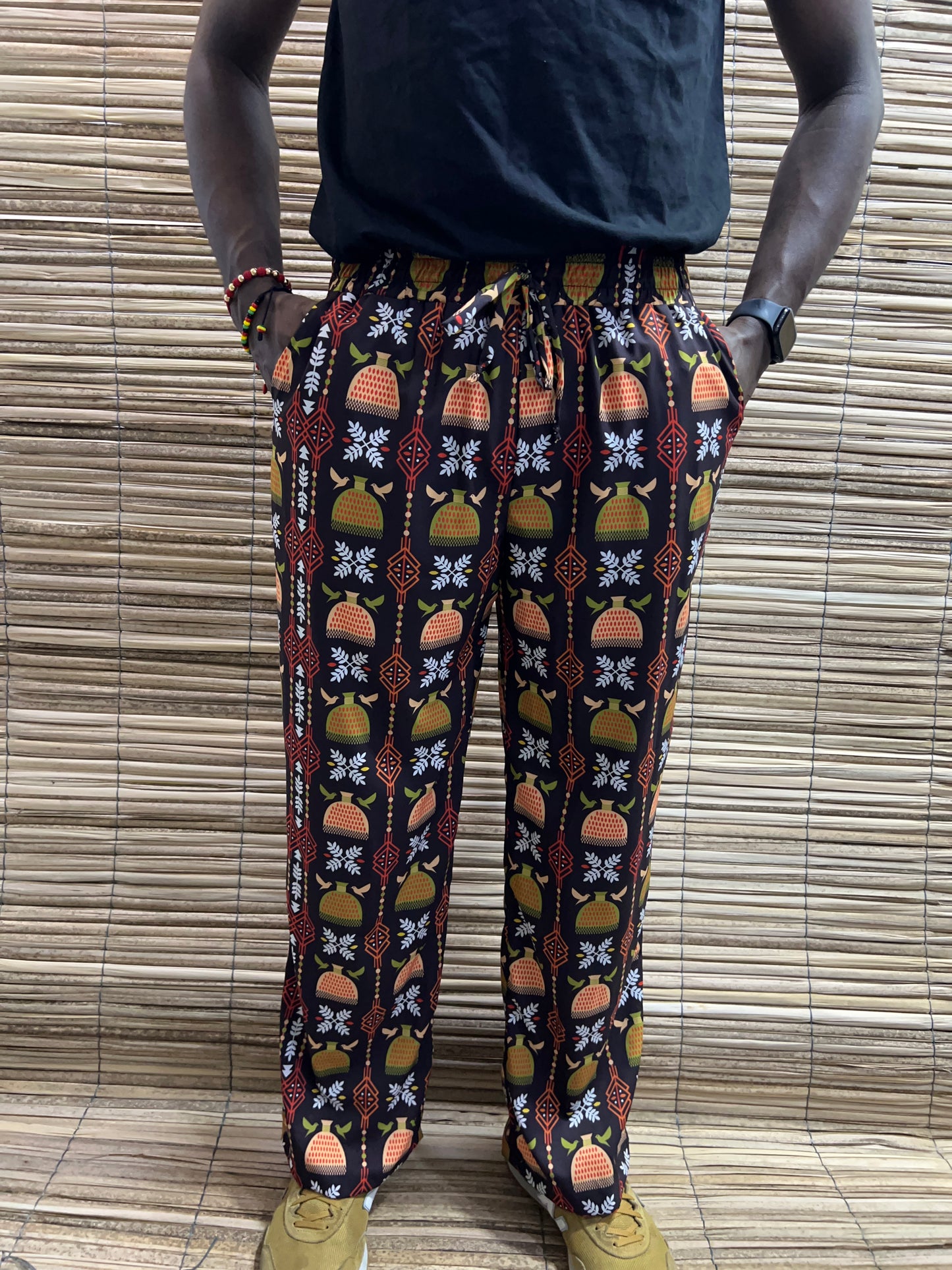 Pantalón Estampado Unisex Bota Ancha Diseño Puño de arroz.