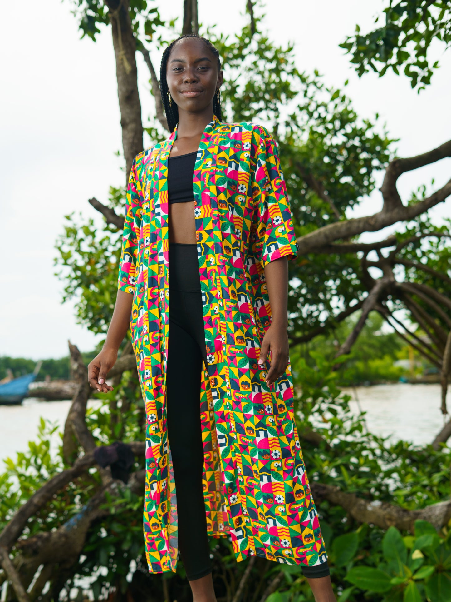 Kimono Largo Estampado Obrero