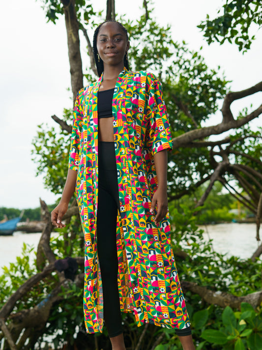 Kimono Largo Estampado Obrero