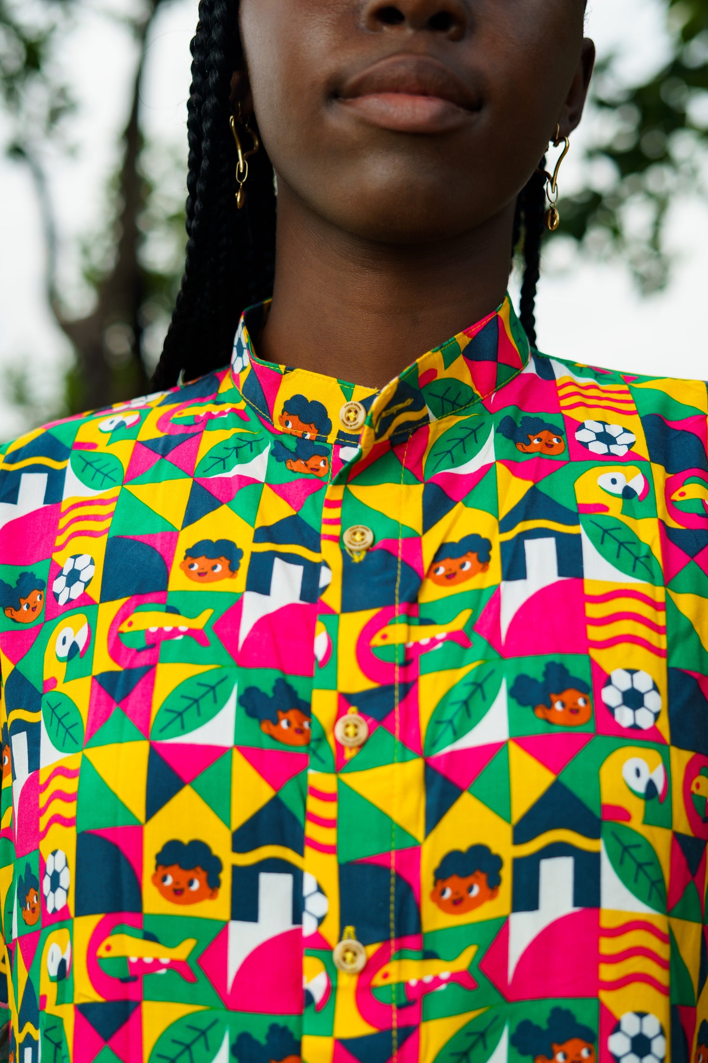Camisa Unisex cuello Nerú estampado Obrero
