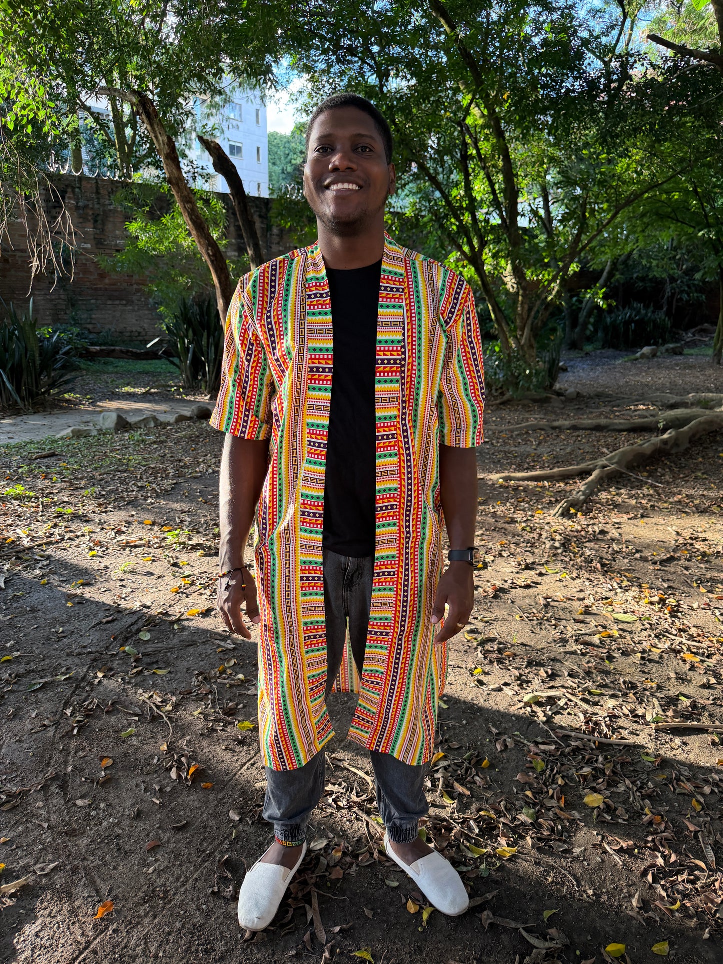Kimono largo unisex estampado Caminos