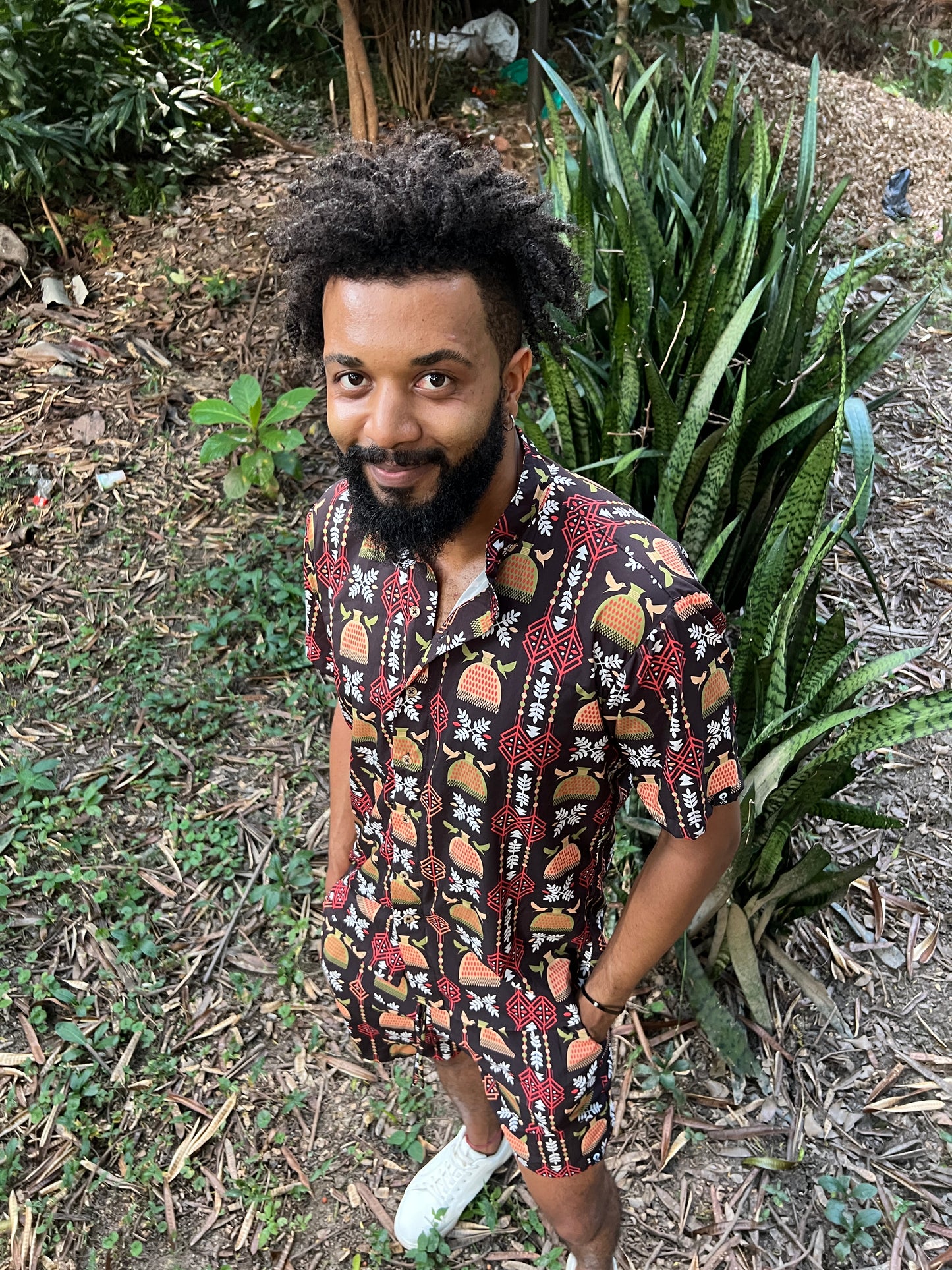 Camisa Puño de Arroz Cuello Nerú - Ropa Afro Colombiana – diseño étnico colombiano Visaje Negro