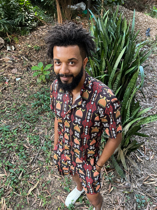 Camisa Puño de Arroz Cuello Nerú - Ropa Afro Colombiana – diseño étnico colombiano Visaje Negro