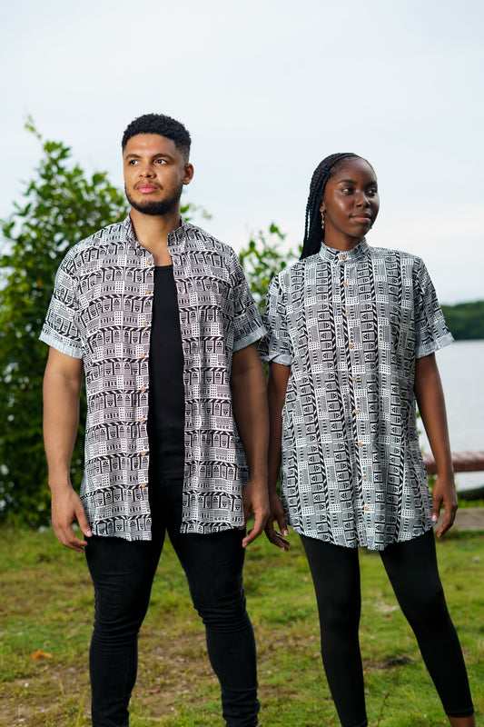 Camisón unisex Vaivén de peces B/N