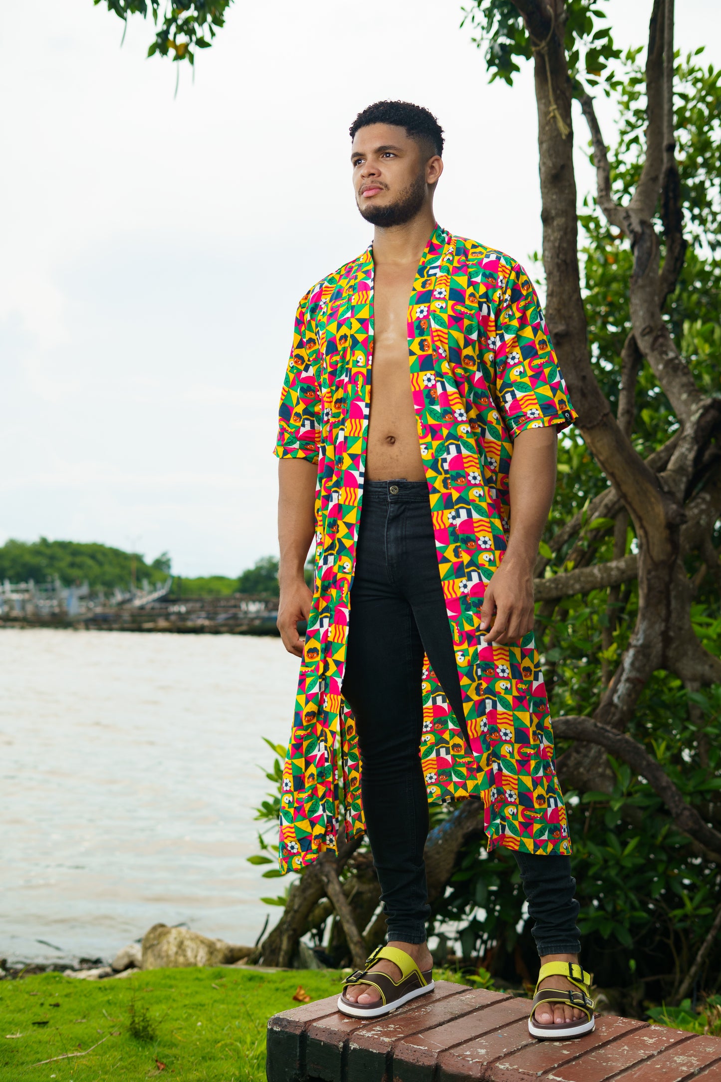 Kimono Largo Estampado Obrero