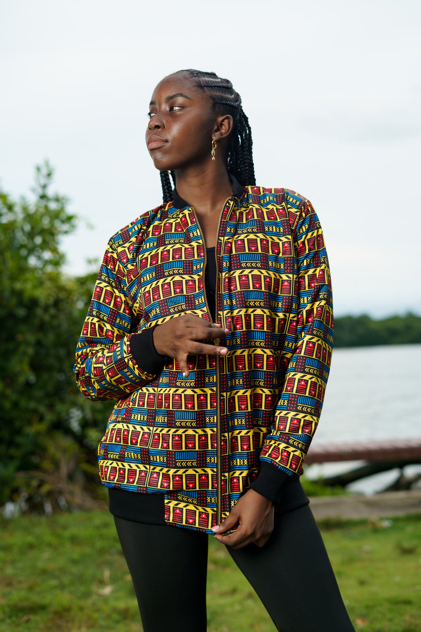 Chaqueta Reversible Doble Faz Vaivén de Peces | Diseño Afrocaribeño Oversized