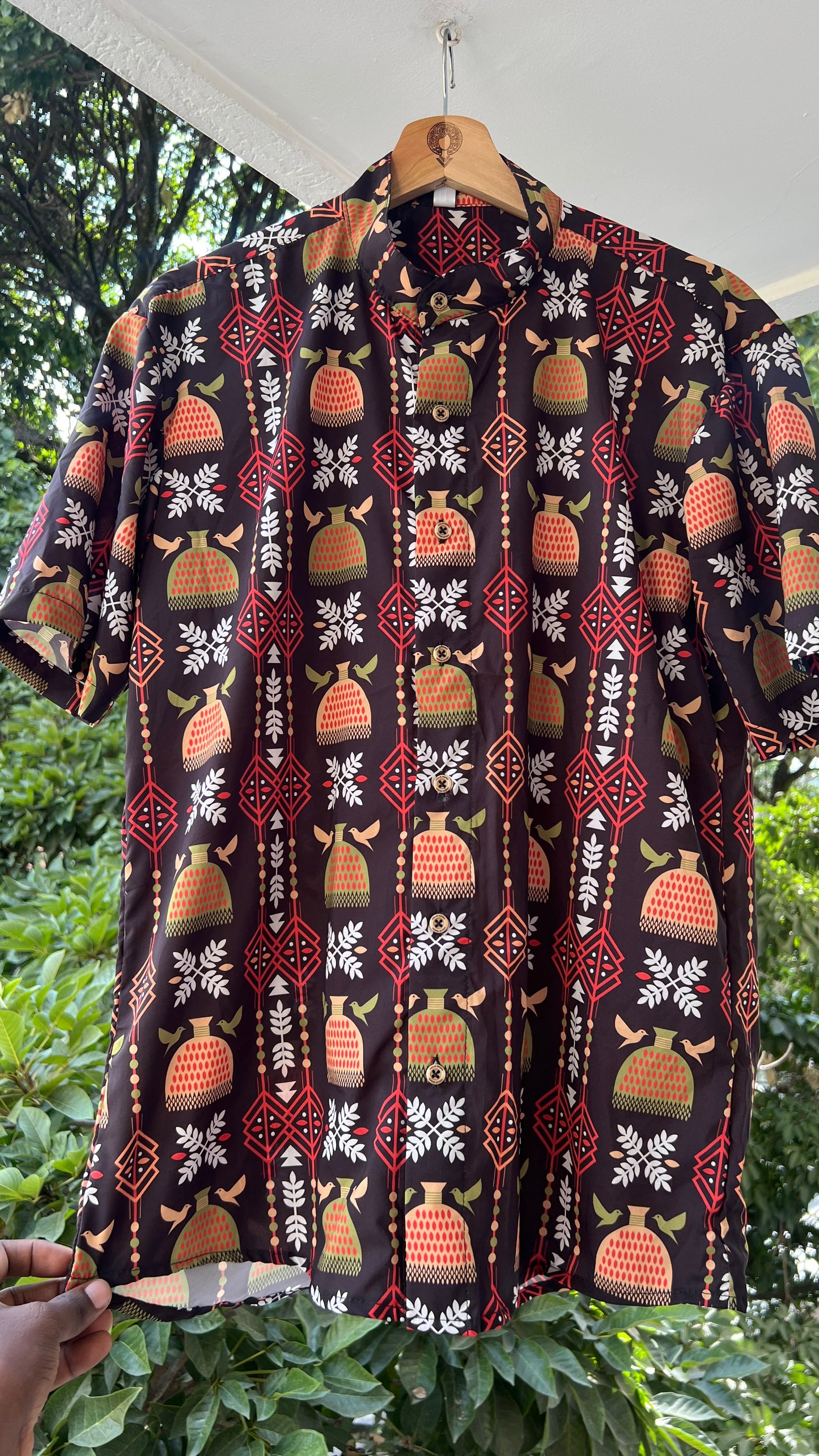Camisa Puño de Arroz Cuello Nerú - Ropa Afro Colombiana – diseño étnico colombiano Visaje Negro
