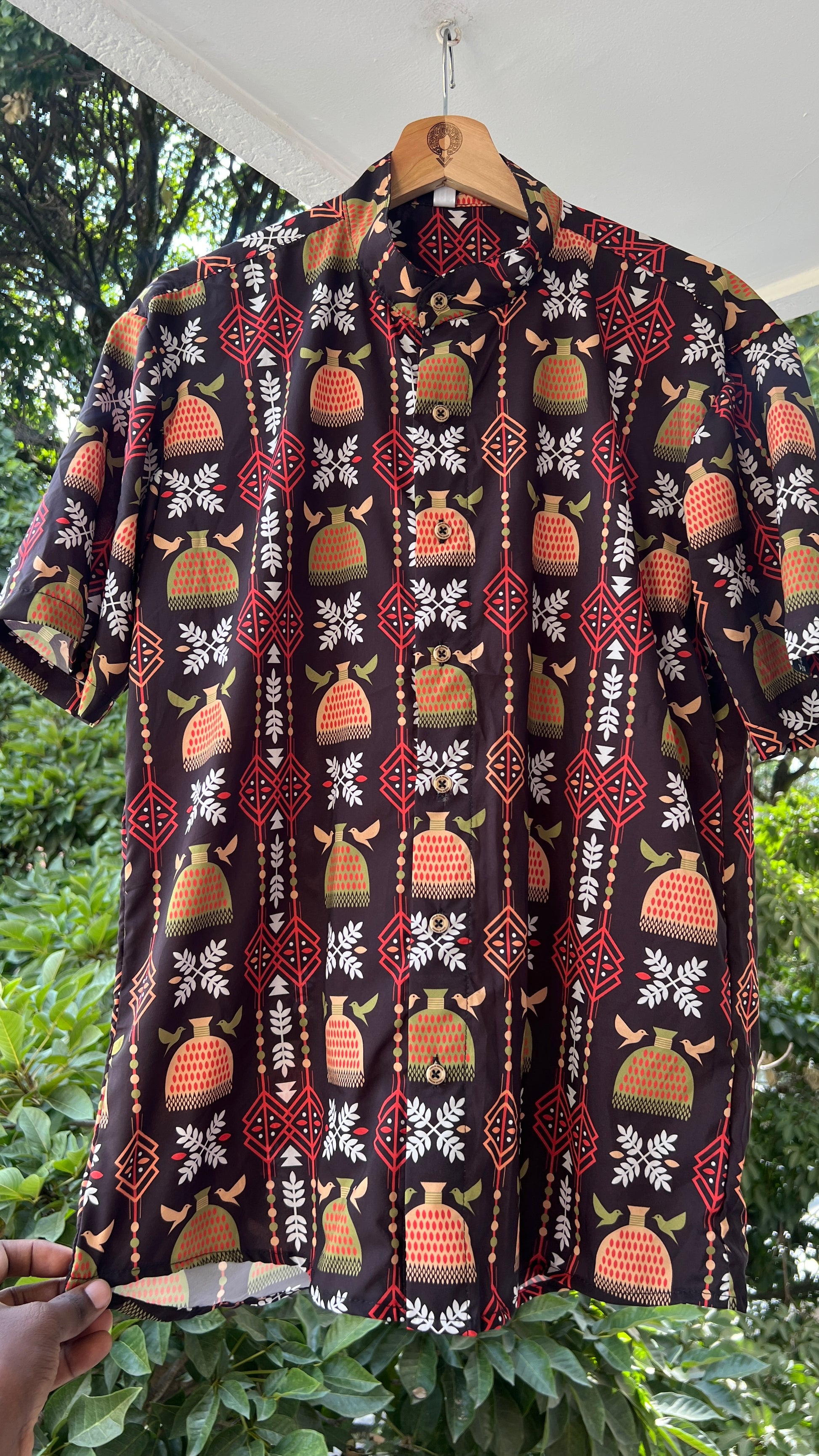 Camisa Puño de Arroz Cuello Nerú - Ropa Afro Colombiana – diseño étnico colombiano Visaje Negro