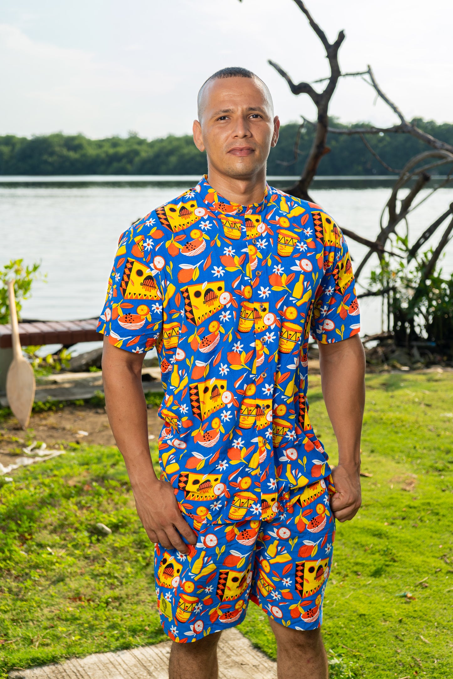 Camisa Sexteto Cuello Nerú - Ropa Afro Colombiana – diseño étnico colombiano Visaje Negro
