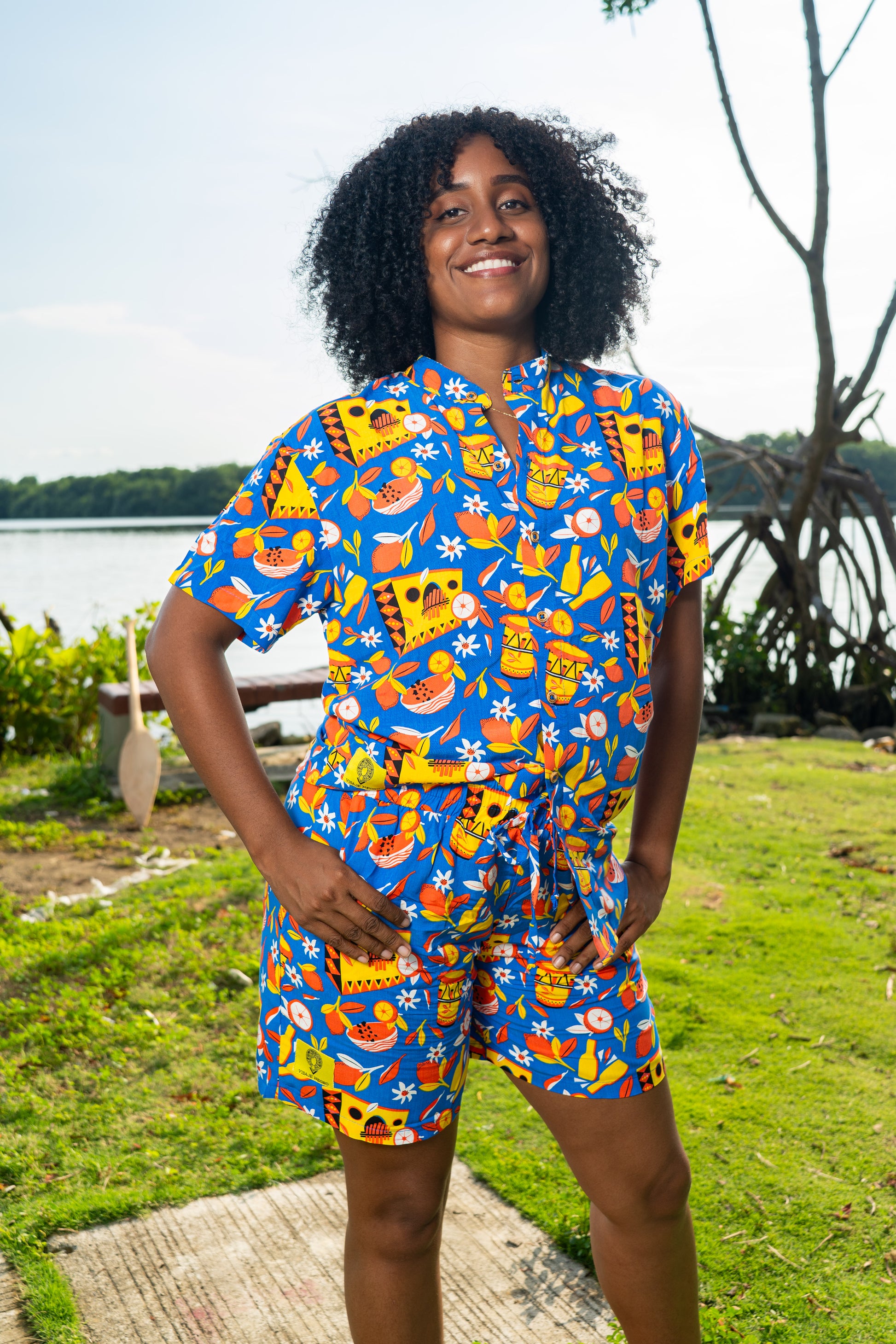 Camisa Sexteto Cuello Nerú - Ropa Afro Colombiana – diseño étnico colombiano Visaje Negro