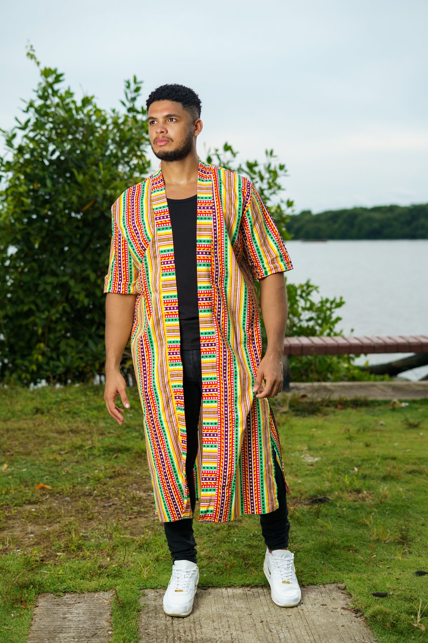 Kimono largo unisex estampado Caminos