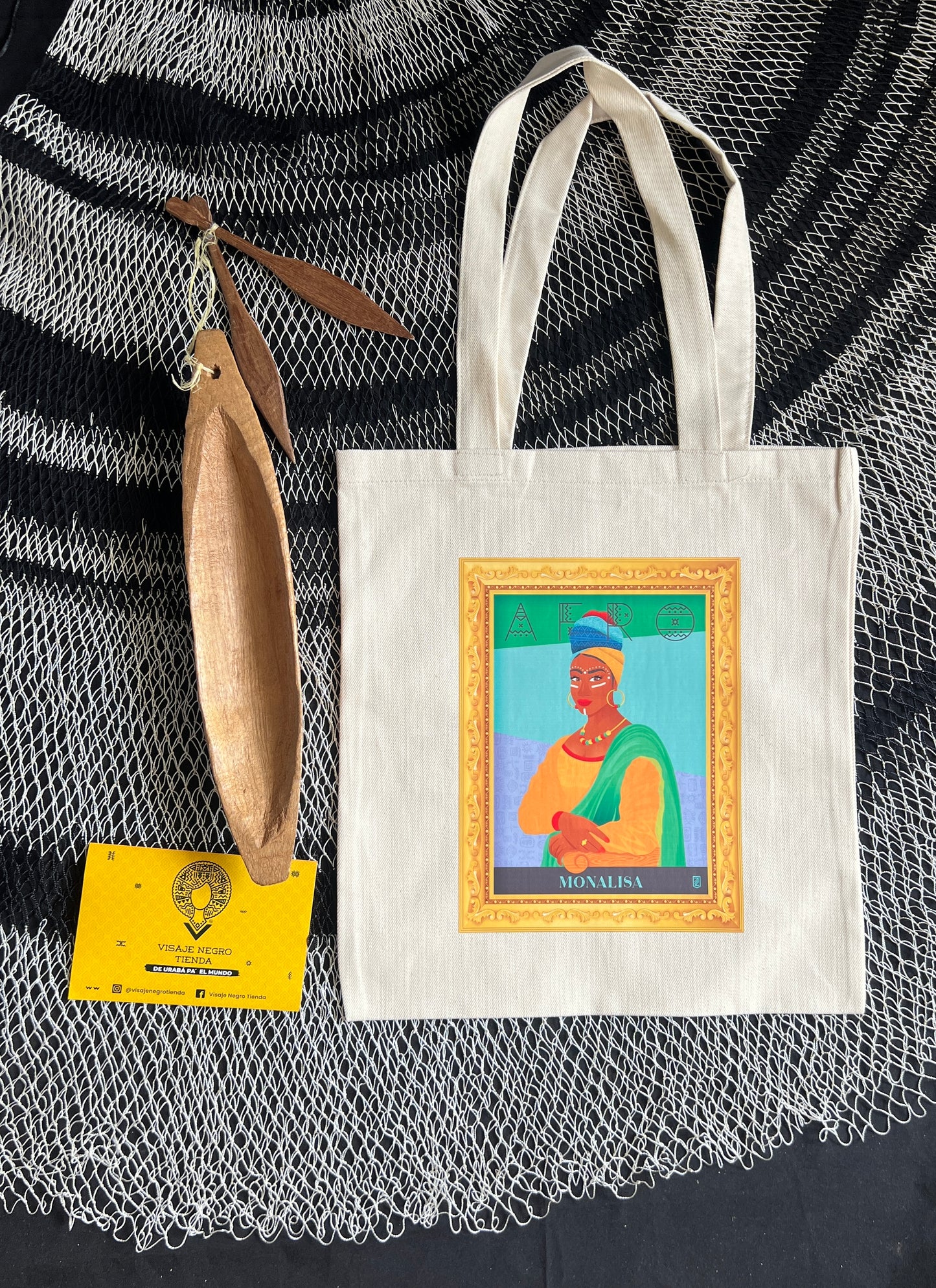 Tote bag/ bolsa de tela. Monalisa en recuadro