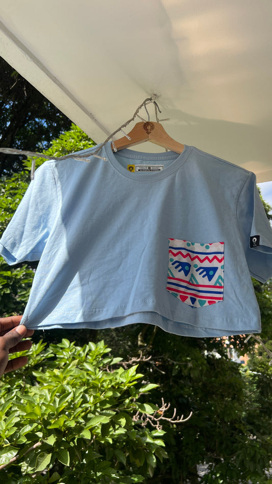 Crop Top Azul bebé bolsillo Palafitos
