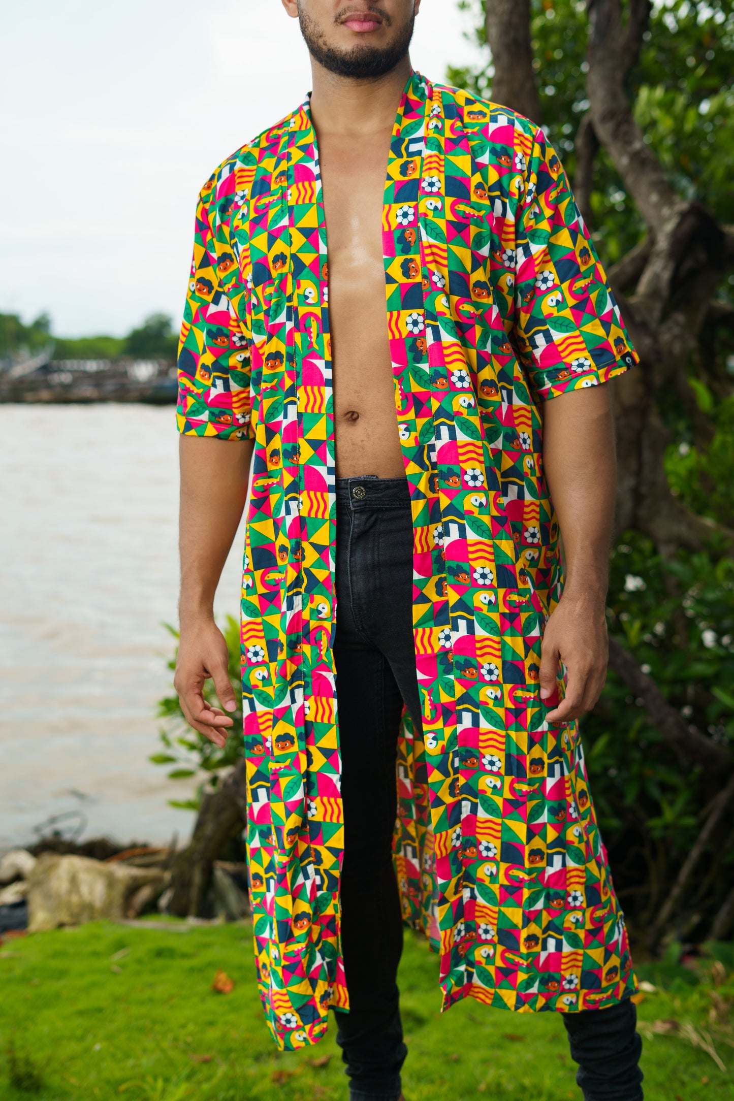 Kimono Largo Estampado Obrero
