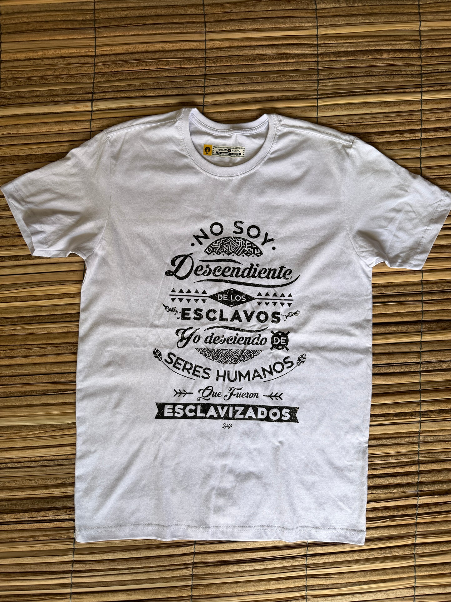 Camiseta estampada blanca talla M No soy descendiente