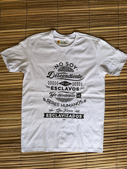 Camiseta estampada blanca talla M No soy descendiente