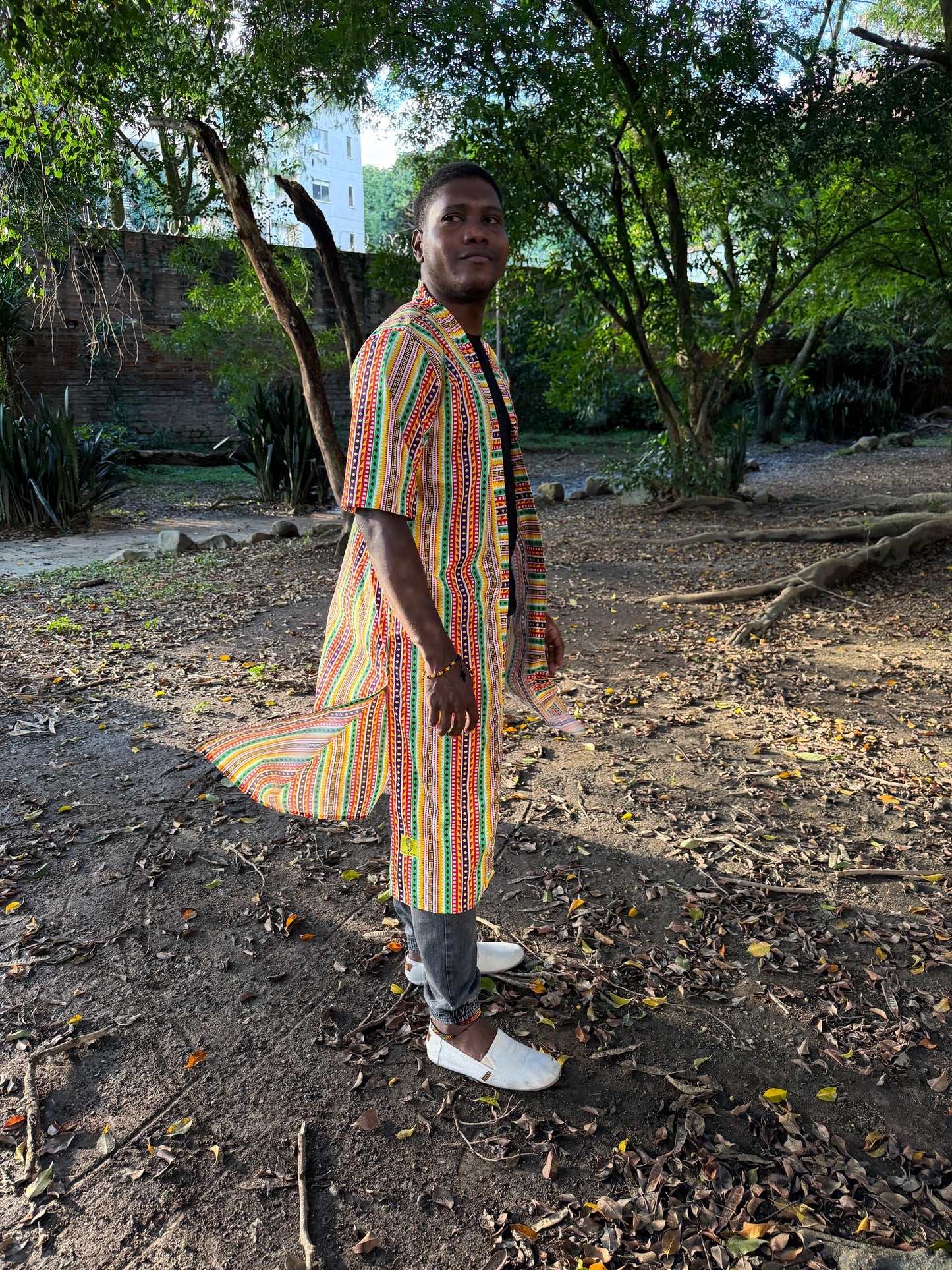 Kimono largo unisex estampado Caminos