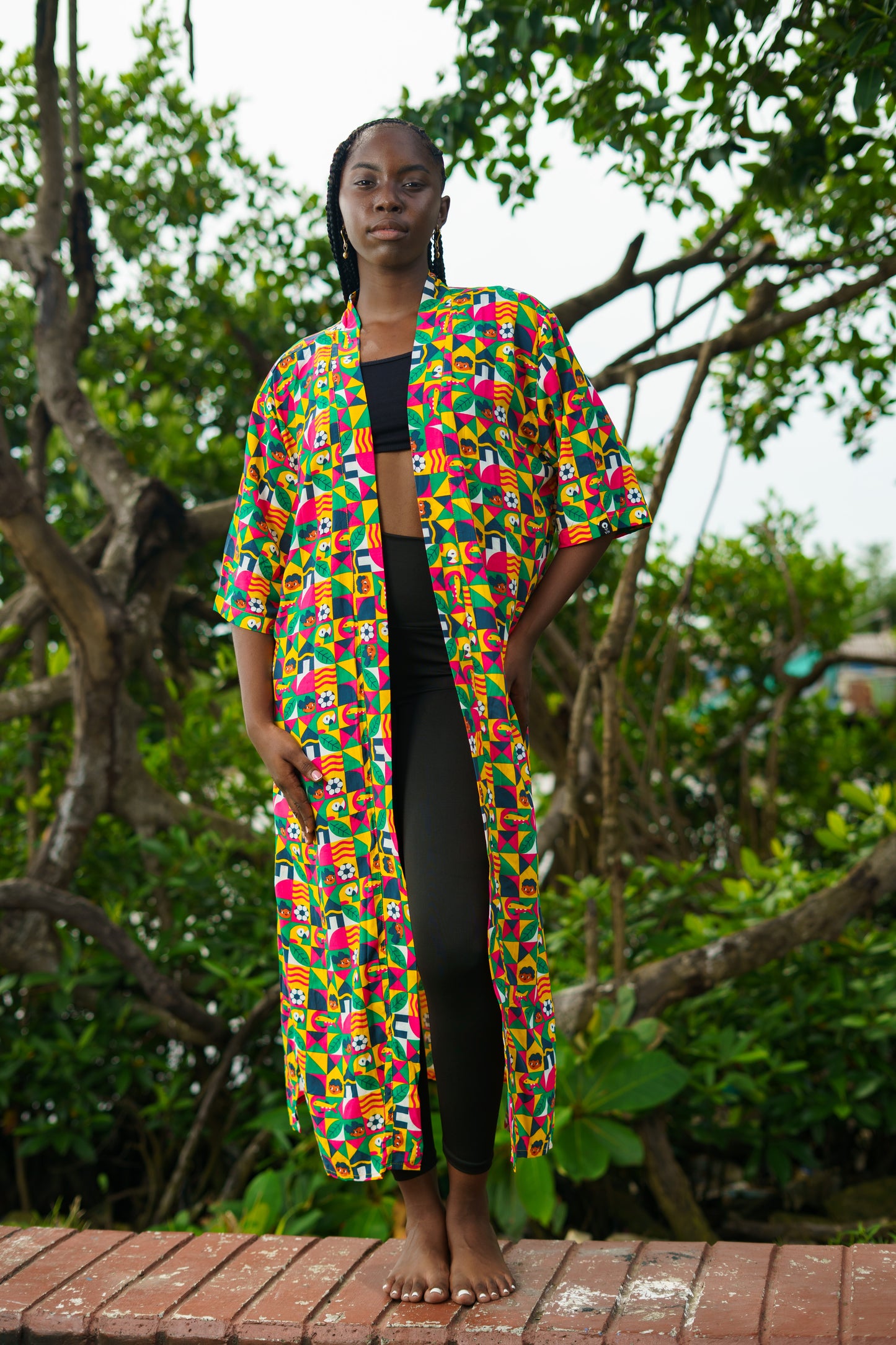Kimono Largo Estampado Obrero
