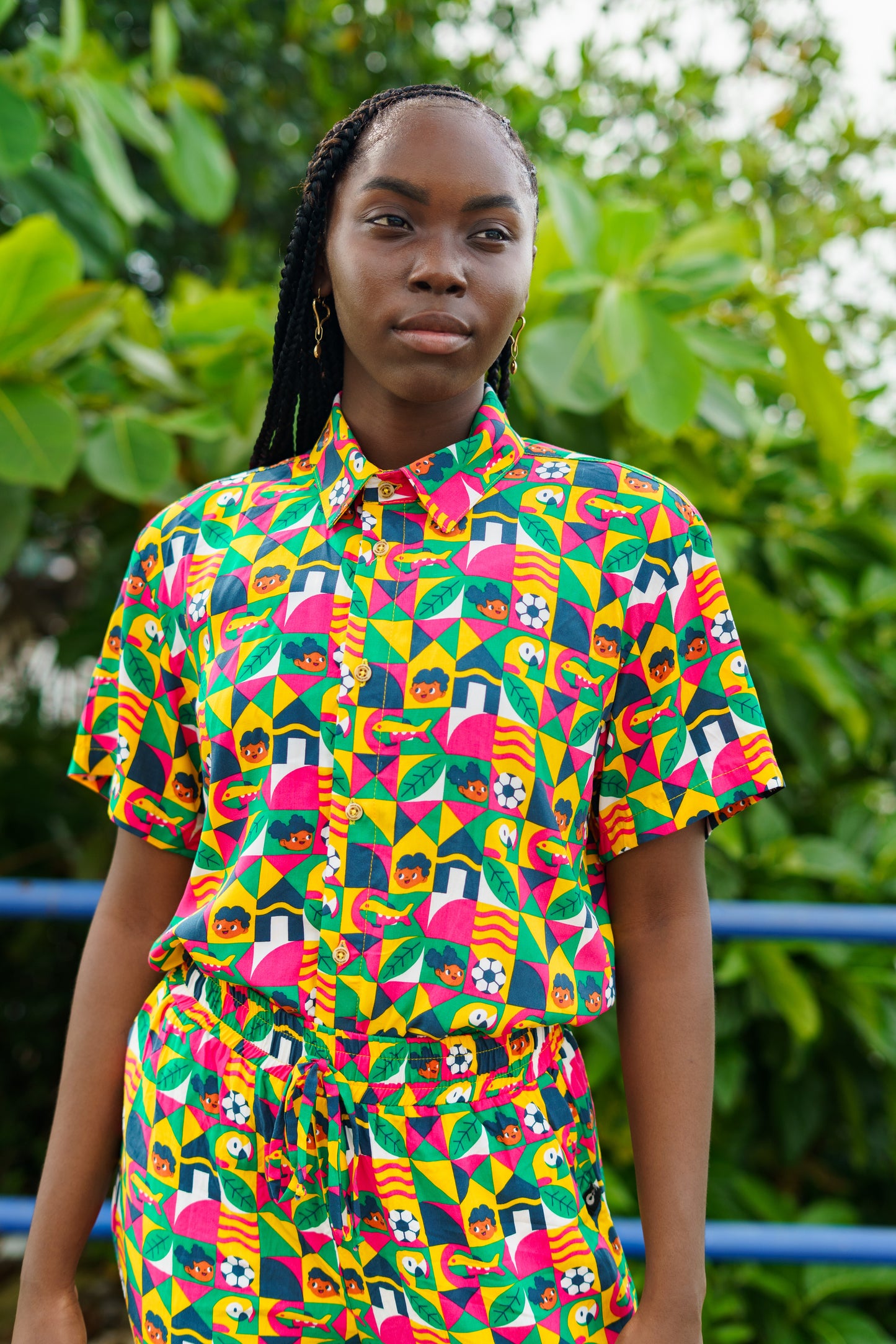 Camisa Unisex cuello inglés estampado Obrero