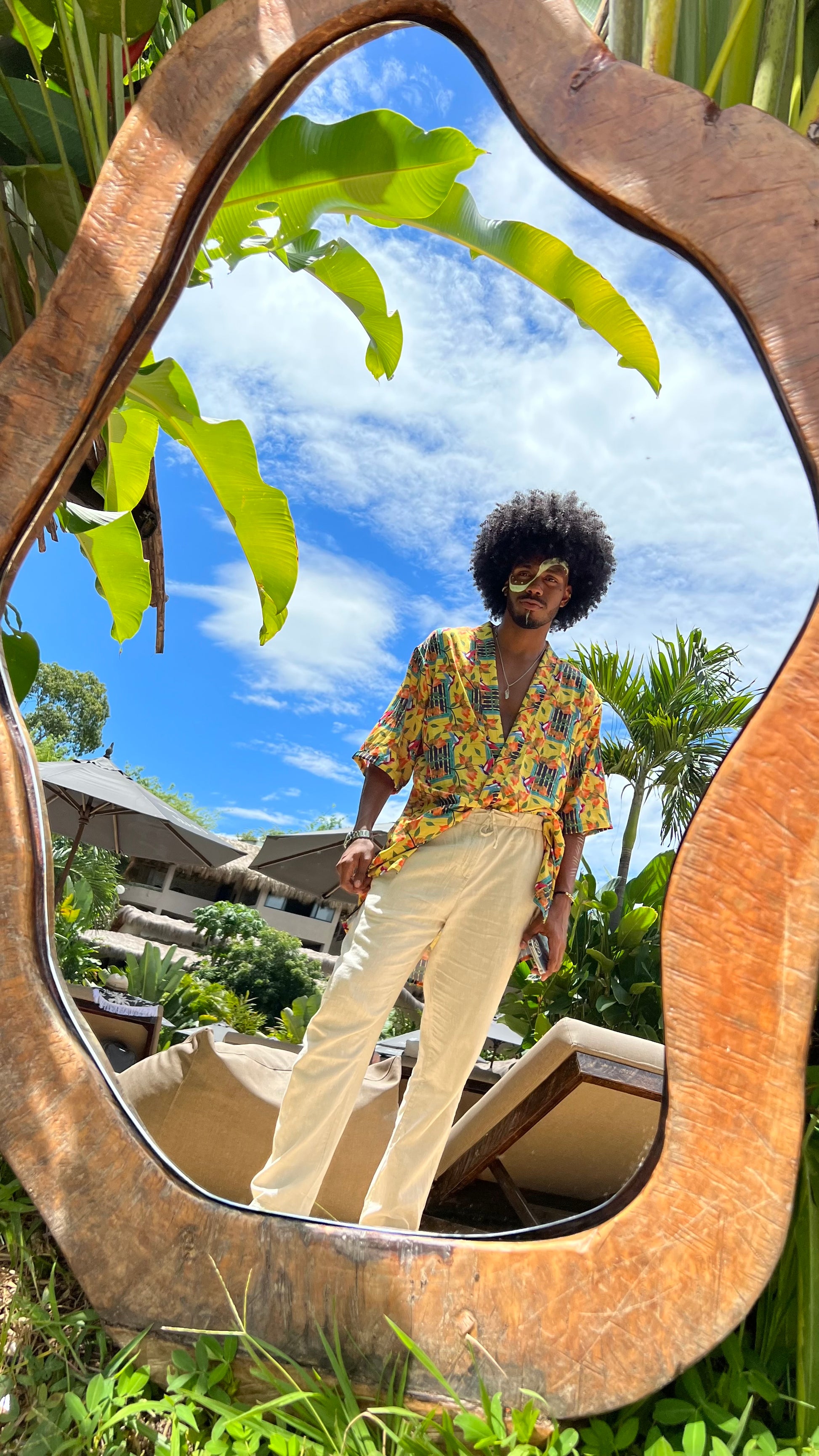 Kimono corto sin género- Diseño Ventana de bolillo – diseño étnico colombiano Visaje Negro