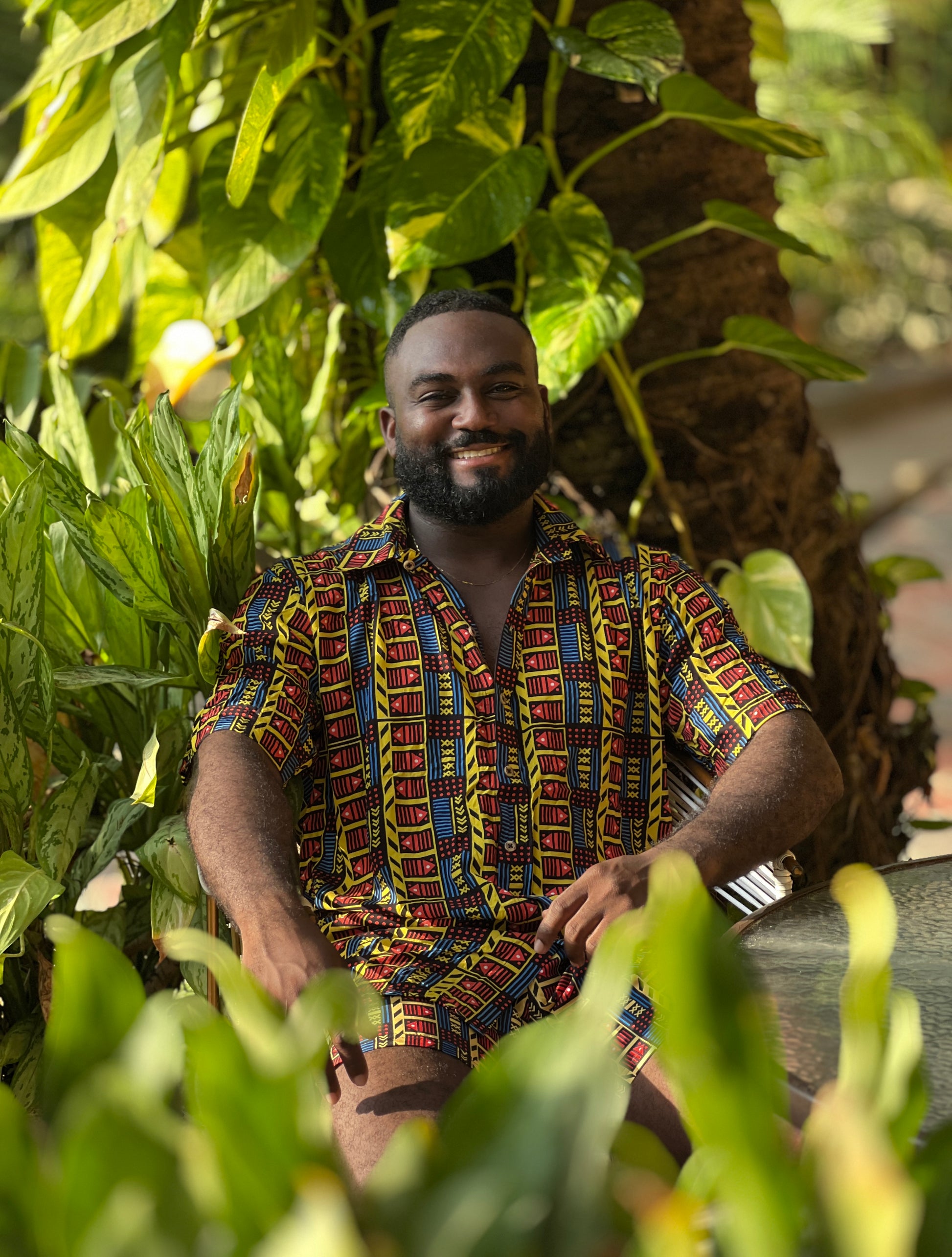 Camisa Vaivén de Peces Cuello Inglés - Ropa Afro Colombiana – diseño étnico colombiano Visaje Negro