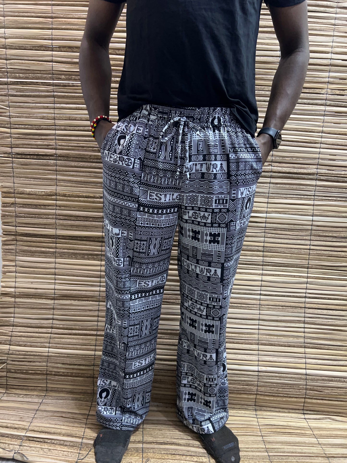 Pantalón Estampado Unisex Bota Ancha Diseño Cultura Afrofuturista