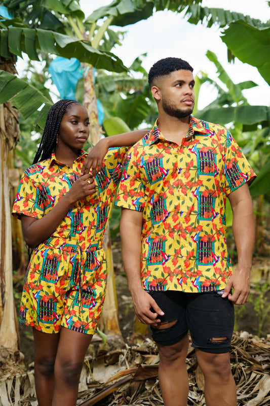 Camisa Ventana Bolillo Cuello Inglés - Ropa Afro Colombiana