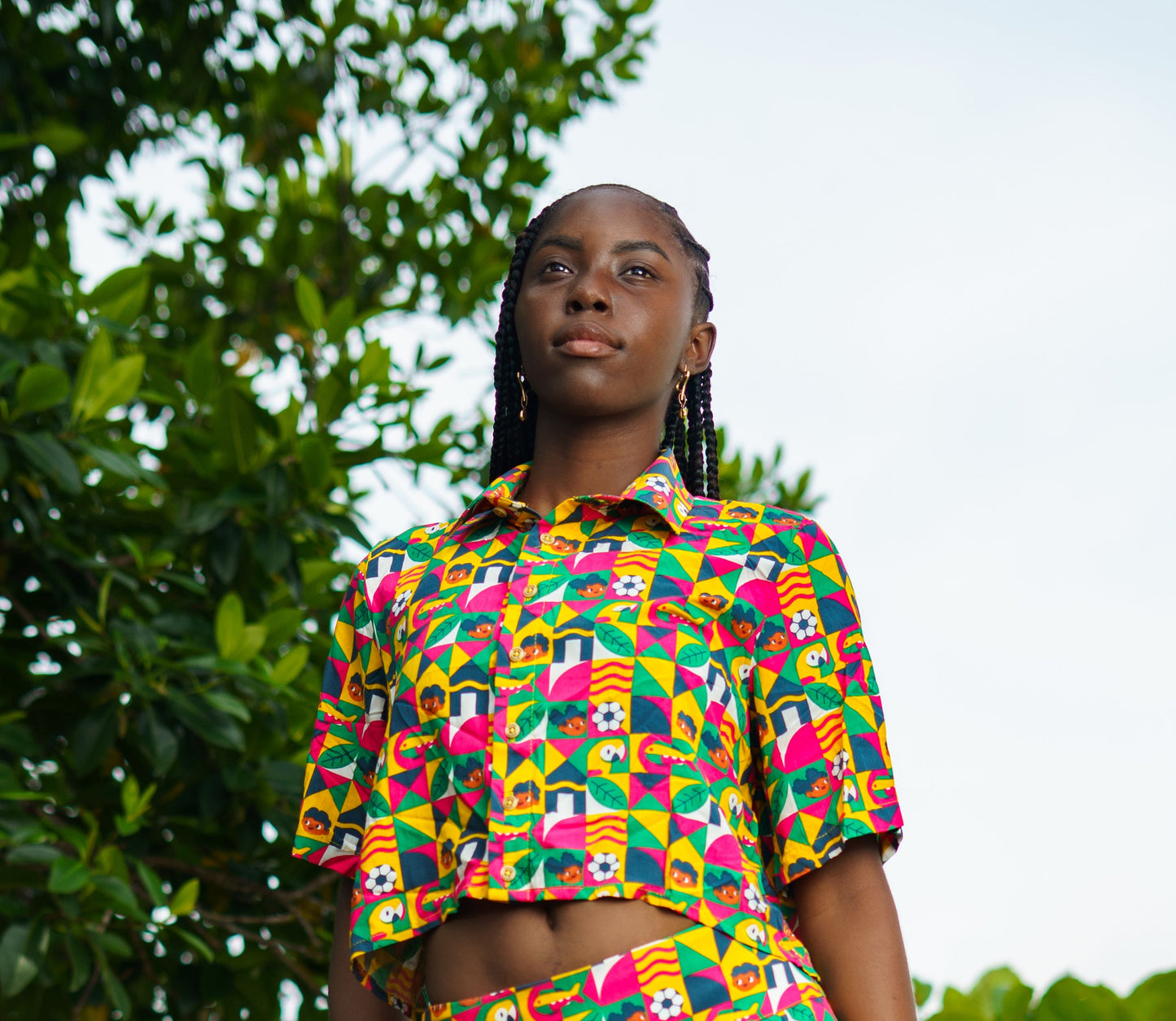 Camisa Crop Top estampado Obrero