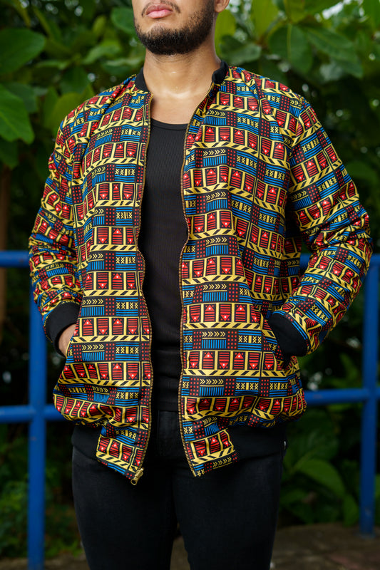 Chaqueta Reversible Doble Faz Vaivén de Peces | Diseño Afrocaribeño Oversized